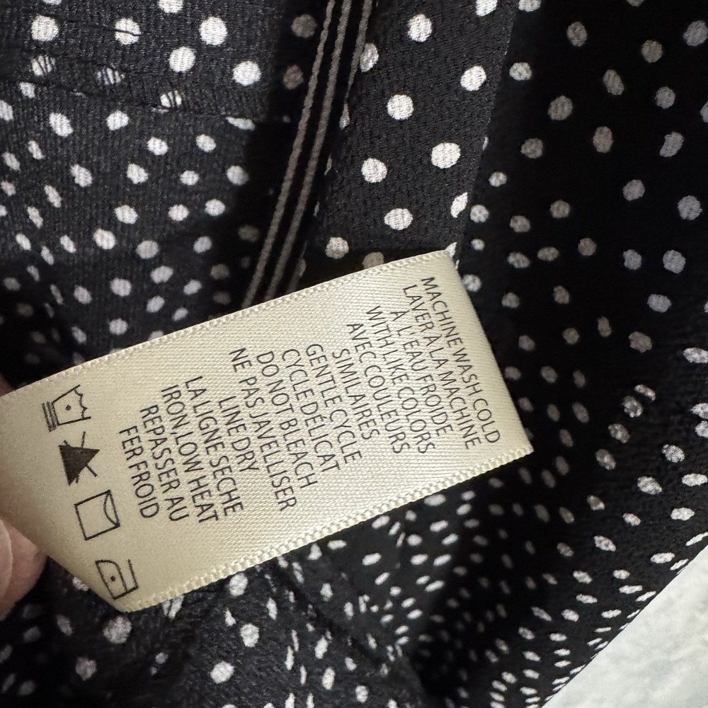 Max Studio True Wrap Dress Size S Black & White Polka Dot Ruffle Sleeve V Neck - Picture 10 of 16